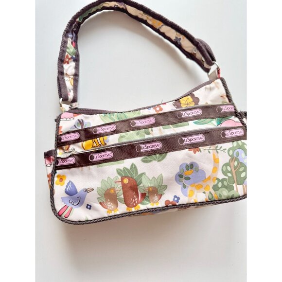 LESPORTSAC Jungle Animal Print Nylon Logo Grosgrain Trim Shoulder Bag Purse - Picture 2 of 15